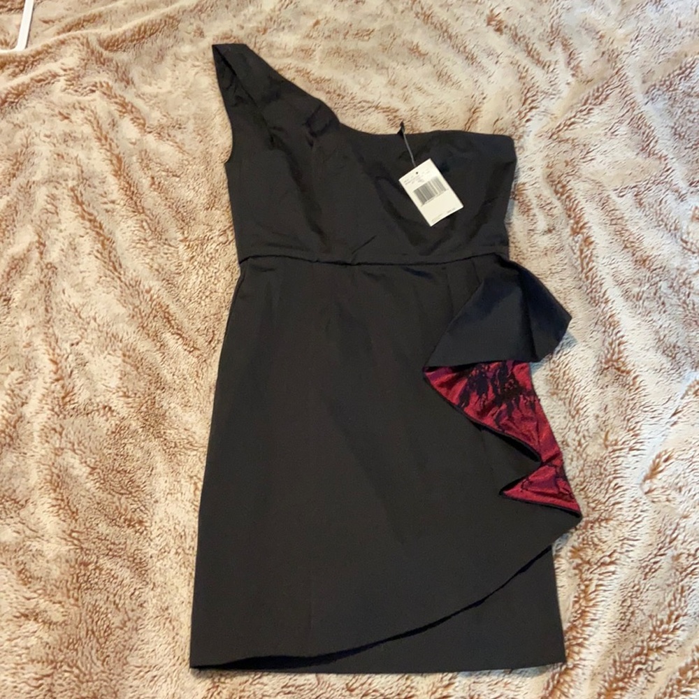 GUESS One shoulder black mini dress